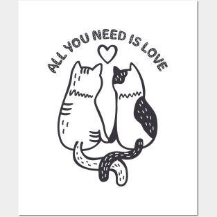 happy valentine's day cat lovers All You Need Is Love Posters and Art